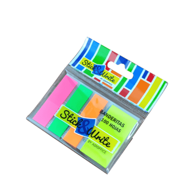 Separador de Página Stick & Write Banderita Neón 100 Hojas 4 Colores