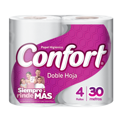 Papel Higiénico Confort Doble Hoja 4 Rollos 30 M