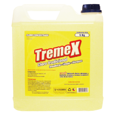 Cloro Tremex Tradicional Concentrado 5% Hipoclorito de Sodio 5 L