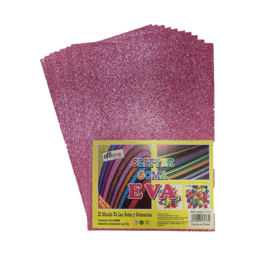 GOMA EVA GLITTER 40 X 60 CM X 10 UN BLANCO