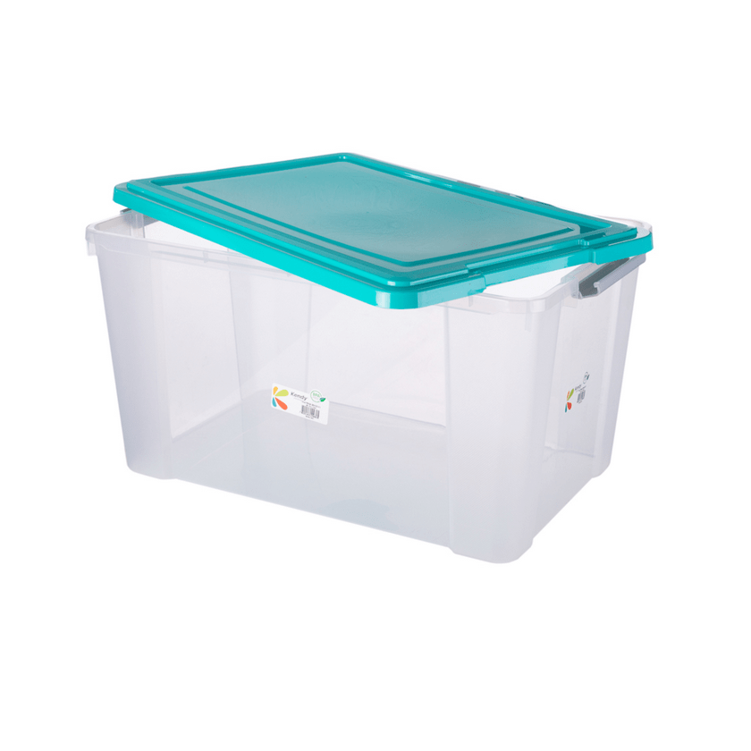 Caja plastico multiuso grande con tapas de colores - Material de oficina,  escolar y papelería