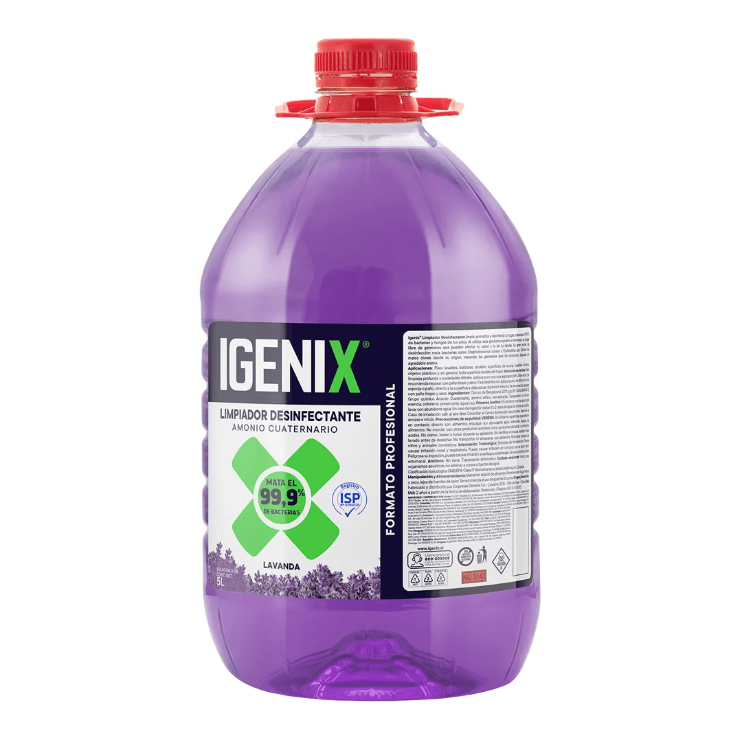 Limpiador Desinfectante Igenix Lavanda Con Amonio Cuaternario 5 L 2319